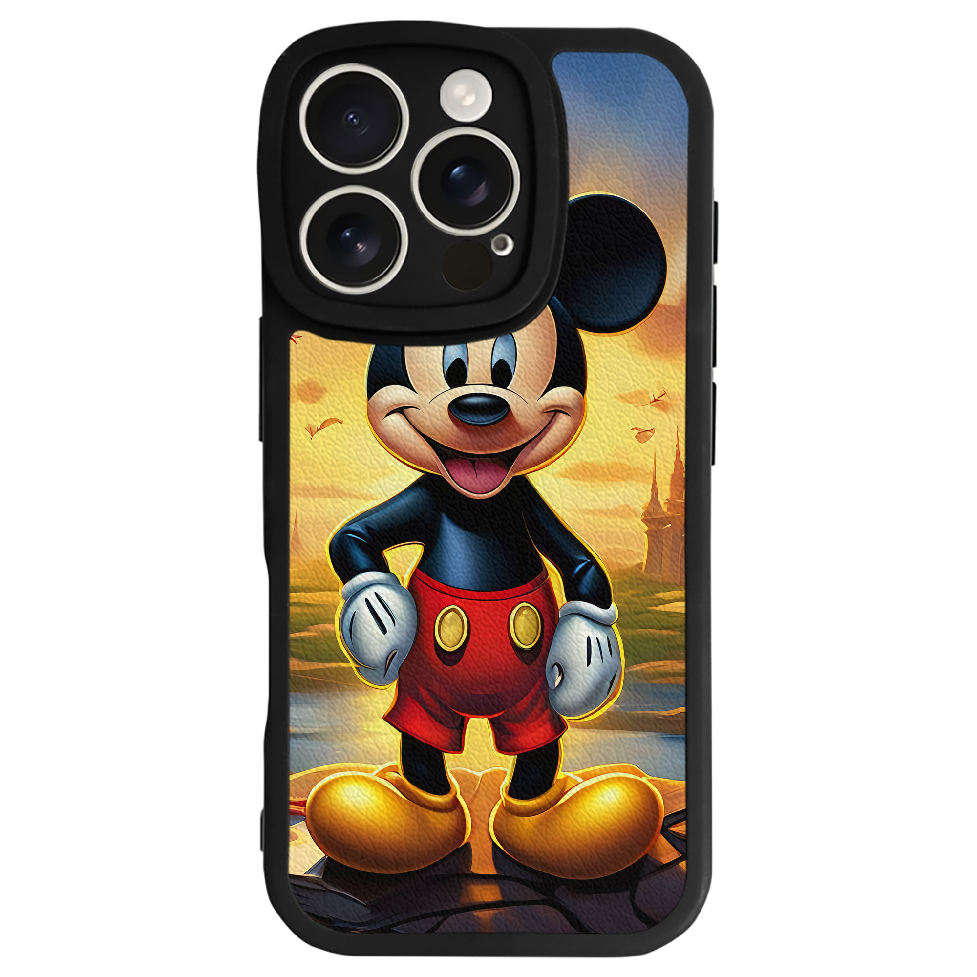 （画像用） ミッキーマウス Mickey Mouse 【iPhone 16シリーズ対応】シリコンスマホケース（レザー調） 材質：シリコン